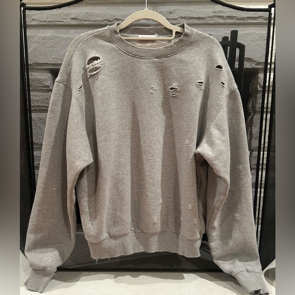 Good American Distressed Gray Sweatshirt
